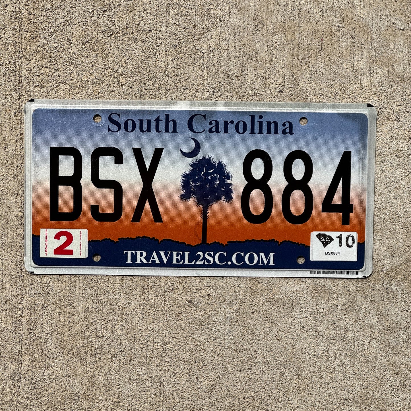 Photo of a 2009 2010 South Carolina License Plate Auto Tag Garage Decor Vintage BSX 884