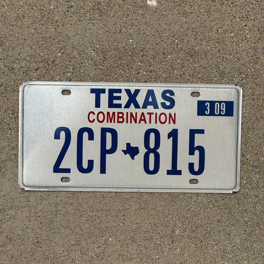 Photo of a 2009 Texas Combination License Plate Auto Tag Garage Decor Vintage 2CP 815