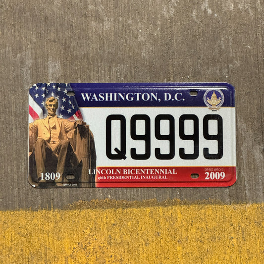 Photo of a 2009 Washington DC Inaugural Auto Tag 2 Vintage Garage Repeat Repeating Obama Inauguration Q 9999 with original patina
