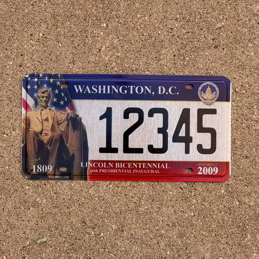 Photo of a 2009 Washington DC License Plate Auto Tag Garage Decor Vintage Obama Inaugural Inauguration 12345