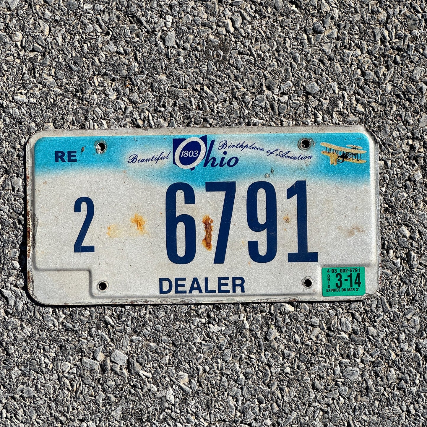 Photo of a 2010 2014 Ohio Dealer License Plate Auto Tag Garage Decor Vintage 26791
