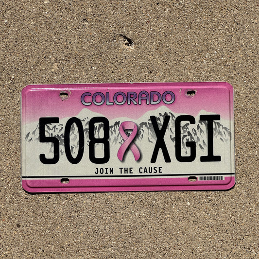 Photo of a 2010 Colorado Graphic / Specialty License Plate Auto Tag Garage Decor Vintage Breast Cancer Cure 508 XGI