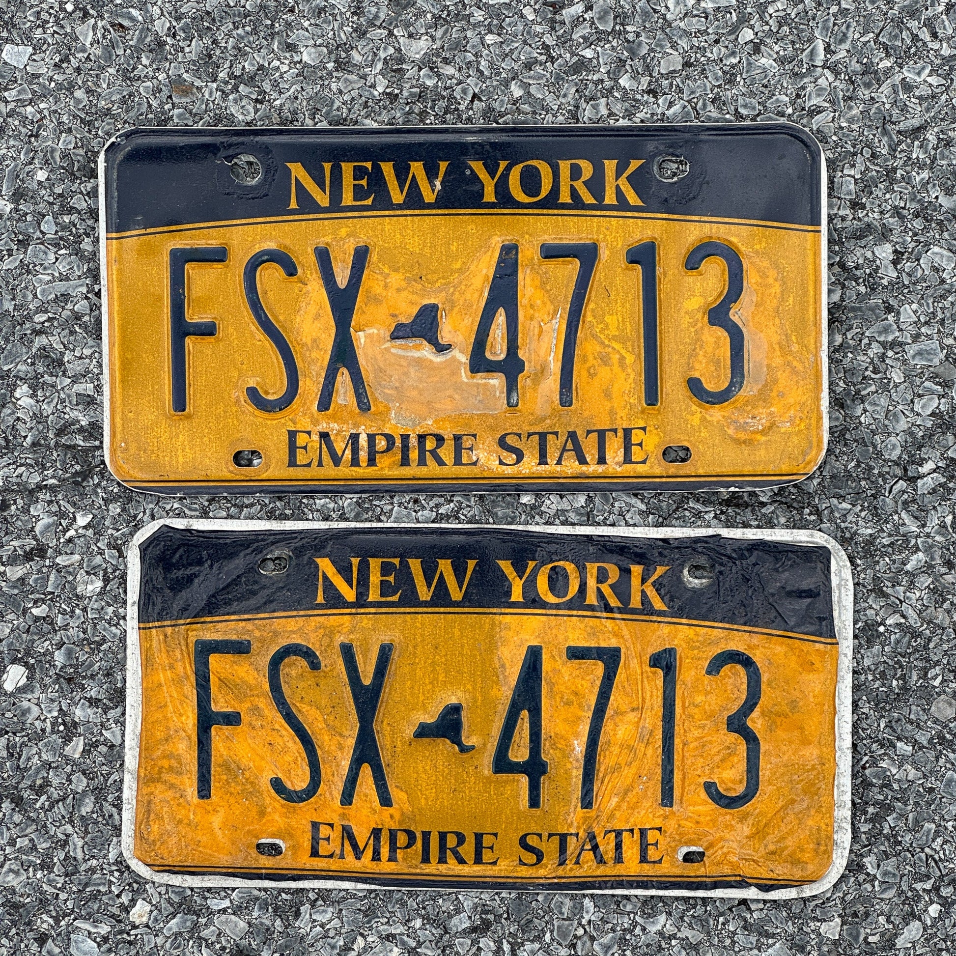 Photo of a 2010 New York License Plate Pair Auto Tag Garage Decor Vintage FSX 4713
