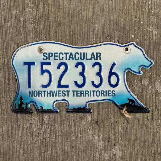 Photo of a 2010 Northwest Territories Trailer License Plate Auto Tag Garage Decor Vintage Polar Bear T 52336 with original patina
