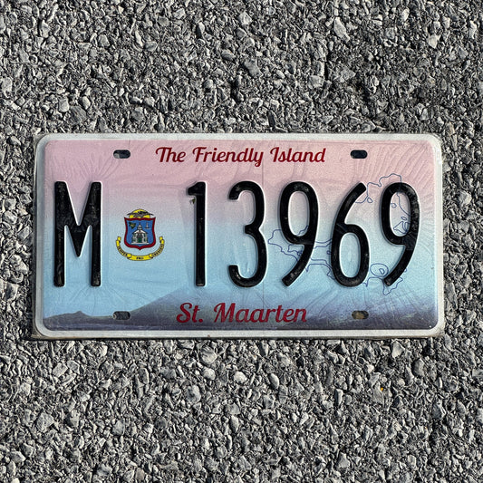 Photo of a 2010s Era St. Maarten License Plate Auto Tag Garage Decor Vintage Friendly Island Dutch M 13969