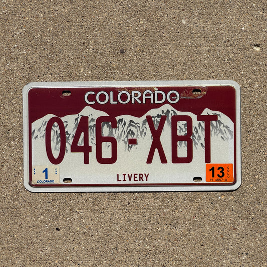 Photo of a 2011 2013 Colorado Livery License Plate Auto Tag 1 Garage Decor 046 XBT