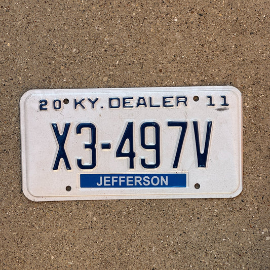 Photo of a 2011 Kentucky Dealer License Plate Auto Tag Garage Decor Vintage Jefferson County X3 497V