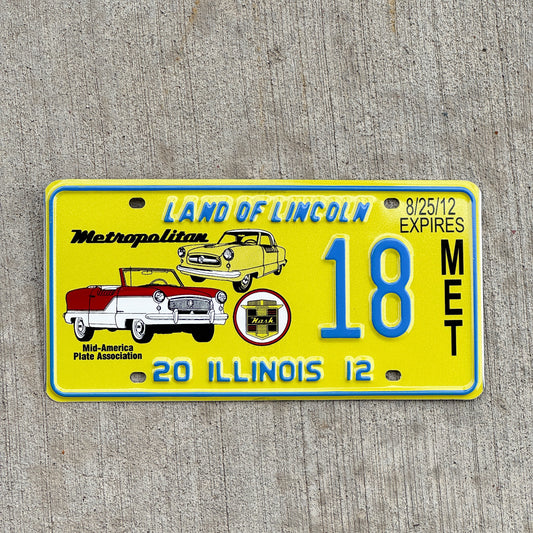 Photo of a 2012 Illinois Event License Plate Auto Tag Garage Decor Vintage Nash Metropolitan MAPA 18 with original patina