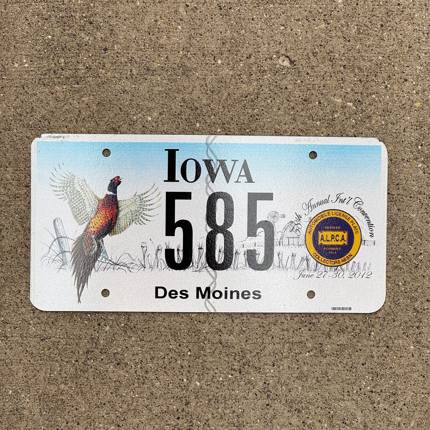 Photo of a 2012 Iowa License Plate Auto Tag Garage Decor Vintage Des Moines ALPCA Convention 585