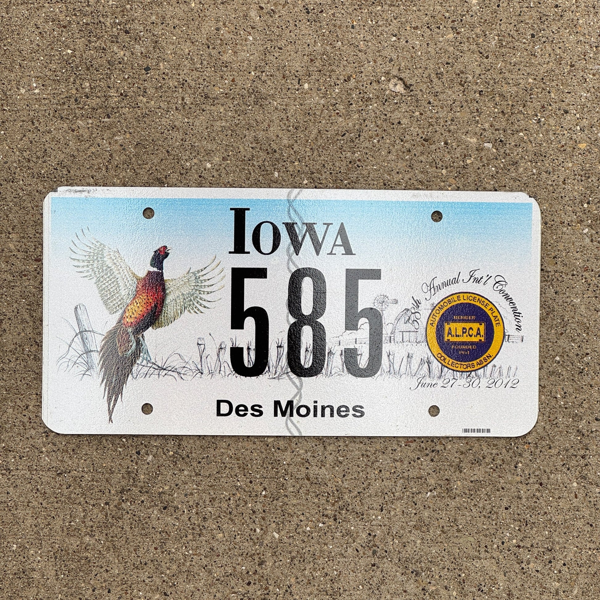Photo of a 2012 Iowa License Plate Auto Tag Garage Decor Vintage Des Moines ALPCA Convention 585