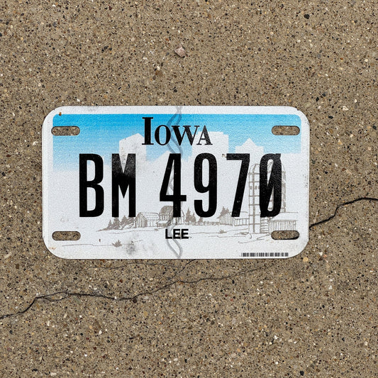 Photo of a 2012 Iowa Motorcycle License Plate Auto Tag Garage Decor Vintage Lee County BM 4970
