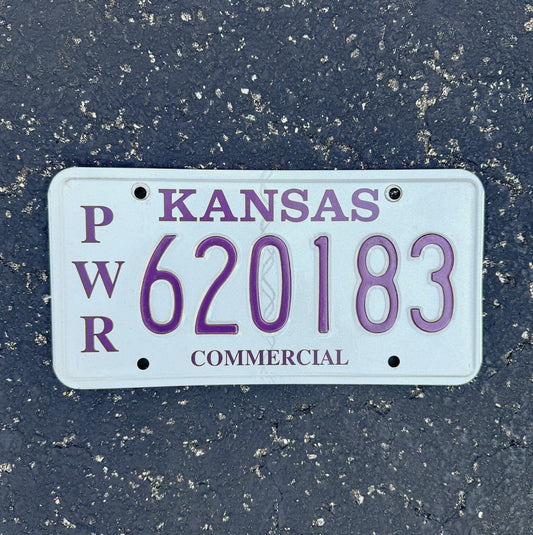 Photo of a 2012 Kansas PWR Commercial License Plate Auto Tag Garage Decor Vintage 620183