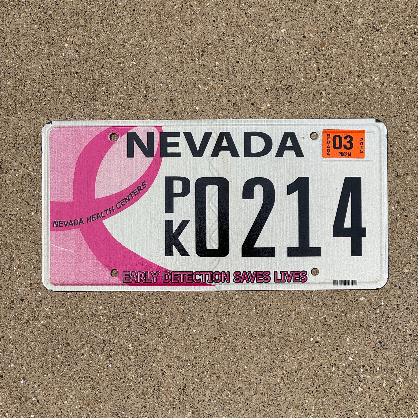 Photo of a 2013 2015 Nevada Graphic / Specialty License Plate Auto Tag Garage Decor Vintage Cancer Awareness PK 0214