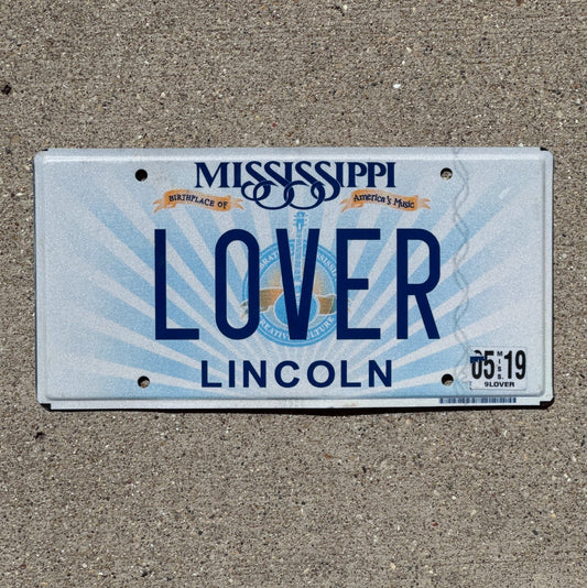 Photo of a 2013 2019 Mississippi Vanity License Plate Auto Tag Garage Decor Vintage LOVER with original patina