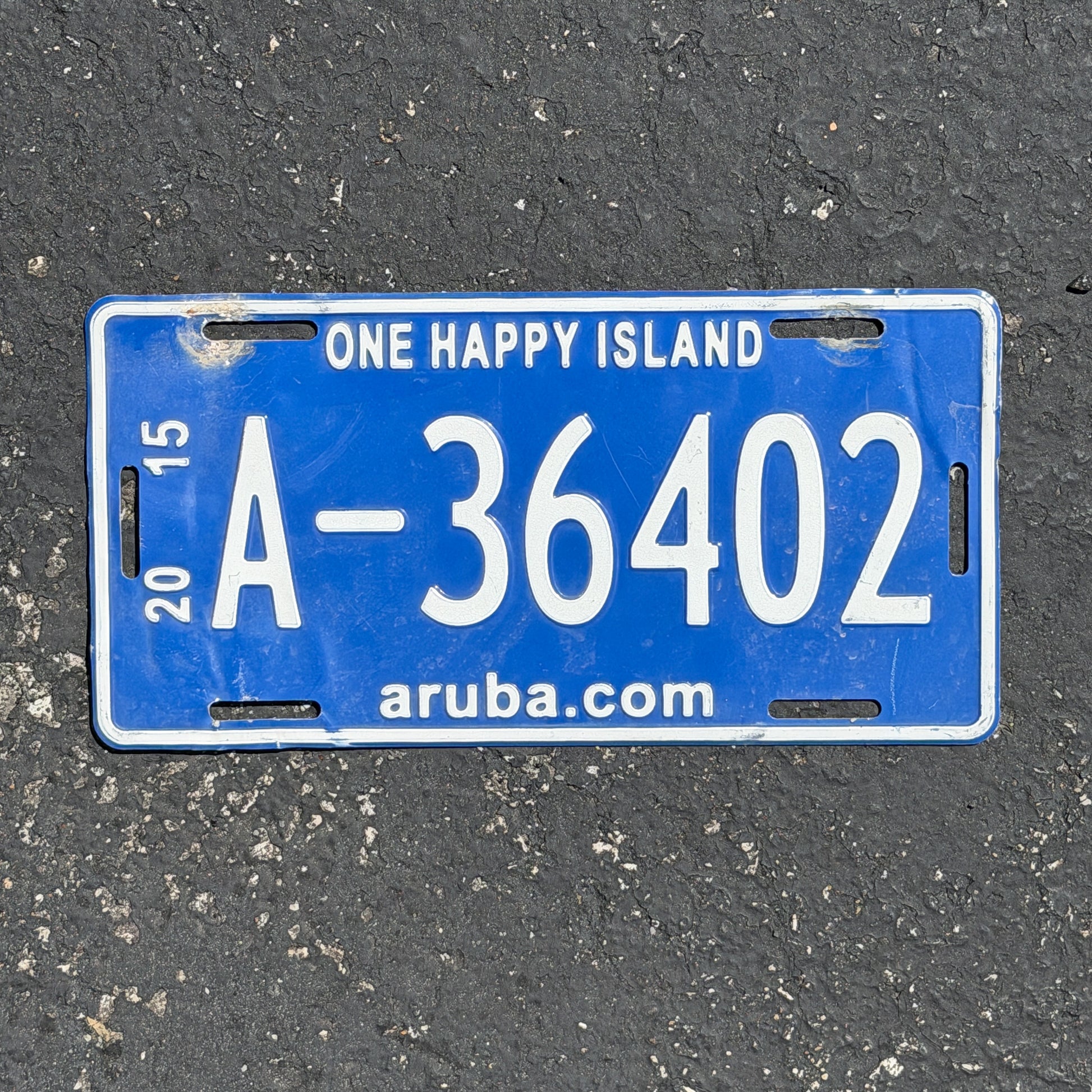 Photo of a 2015 Aruba License Plate Auto Tag Garage Decor Vintage A 36402 with original patina