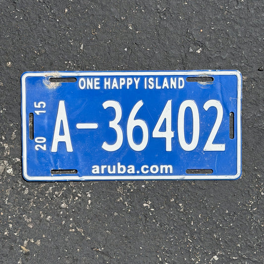 Photo of a 2015 Aruba License Plate Auto Tag Garage Decor Vintage A 36402 with original patina