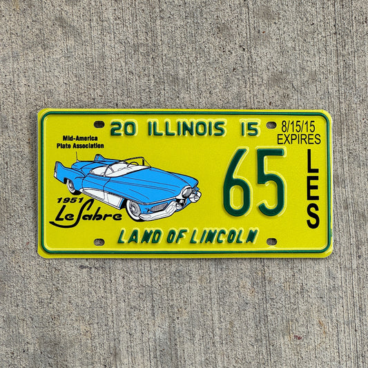 Photo of a 2015 Illinois Event License Plate Auto Tag Garage Decor Vintage Buick Le Sabre MAPA 65 with original patina