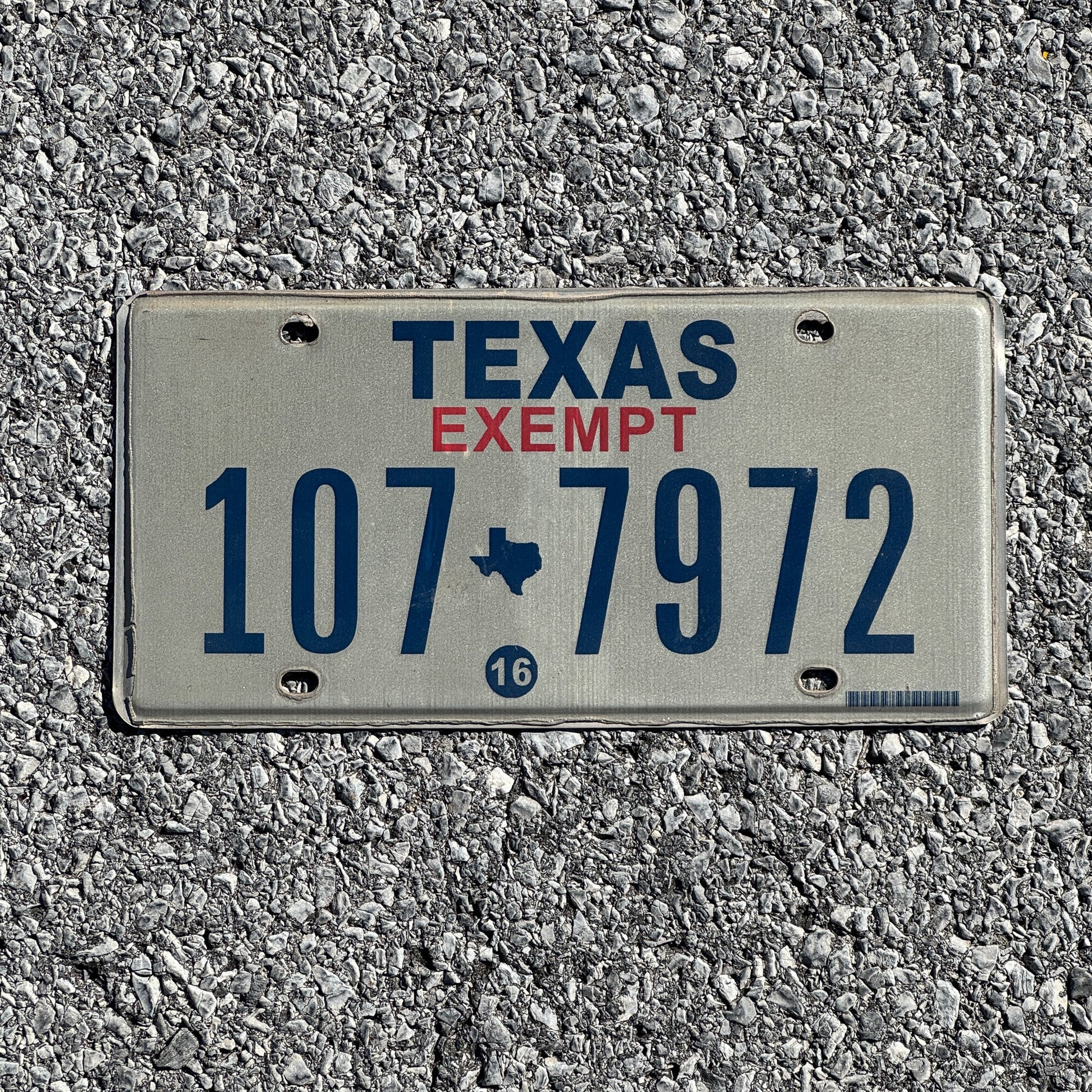 Photo of a 2016 Texas Tax Exempt License Plate Auto Tag 2 Garage Decor 107 7972