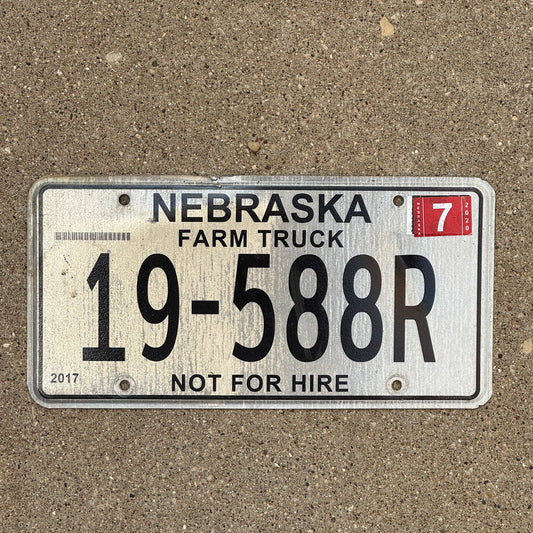 Photo of a 2017 2020 Nebraska Farm Truck License Plate Auto Tag Garage Decor Vintage 19 588 R with original patina