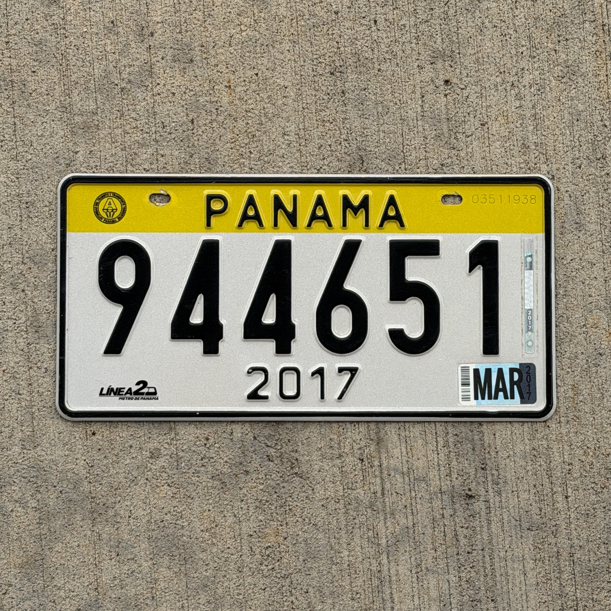 Photo of a 2017 Panama License Plate Auto Tag Garage Decor Vintage 944 651 with original patina