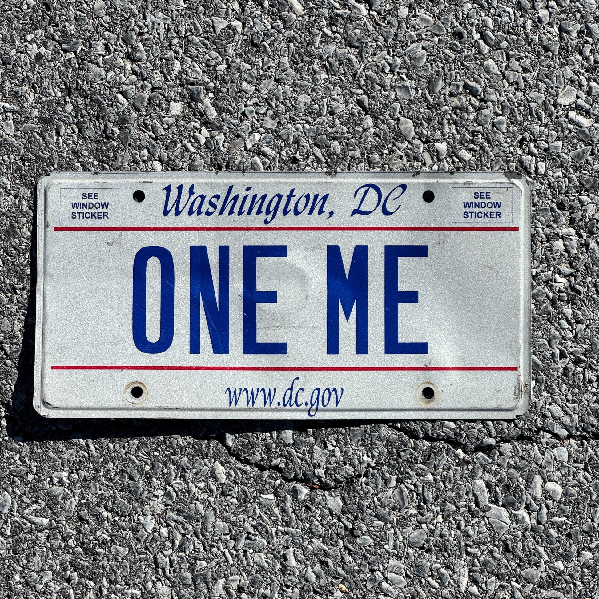 Photo of a 2017 Washington D.C. Vanity License Plate Auto Tag Garage Decor Vintage ONE ME