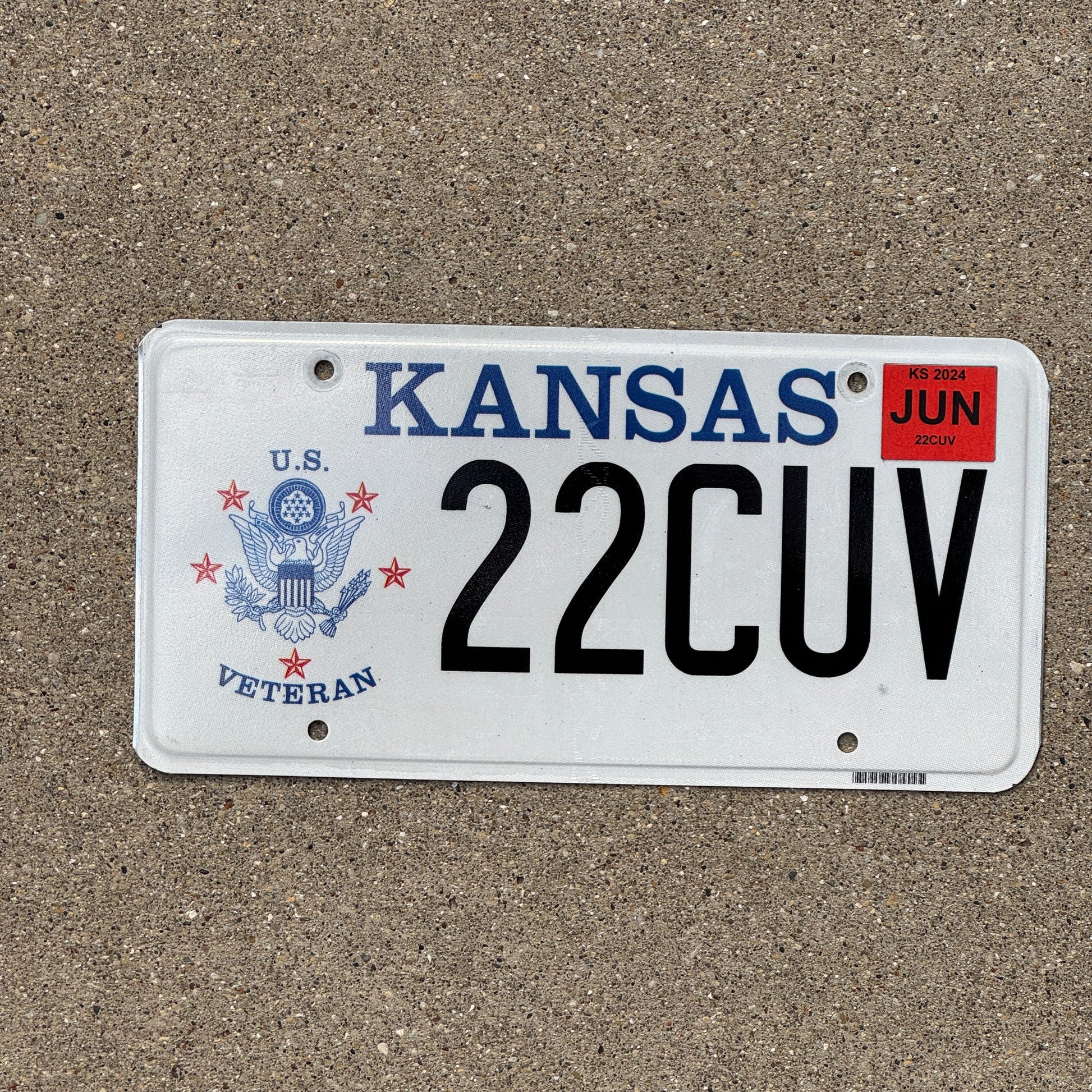 Photo of a 2018 2024 Kansas Veteran License Plate Auto Tag Garage Decor Vintage Military 22 CUV