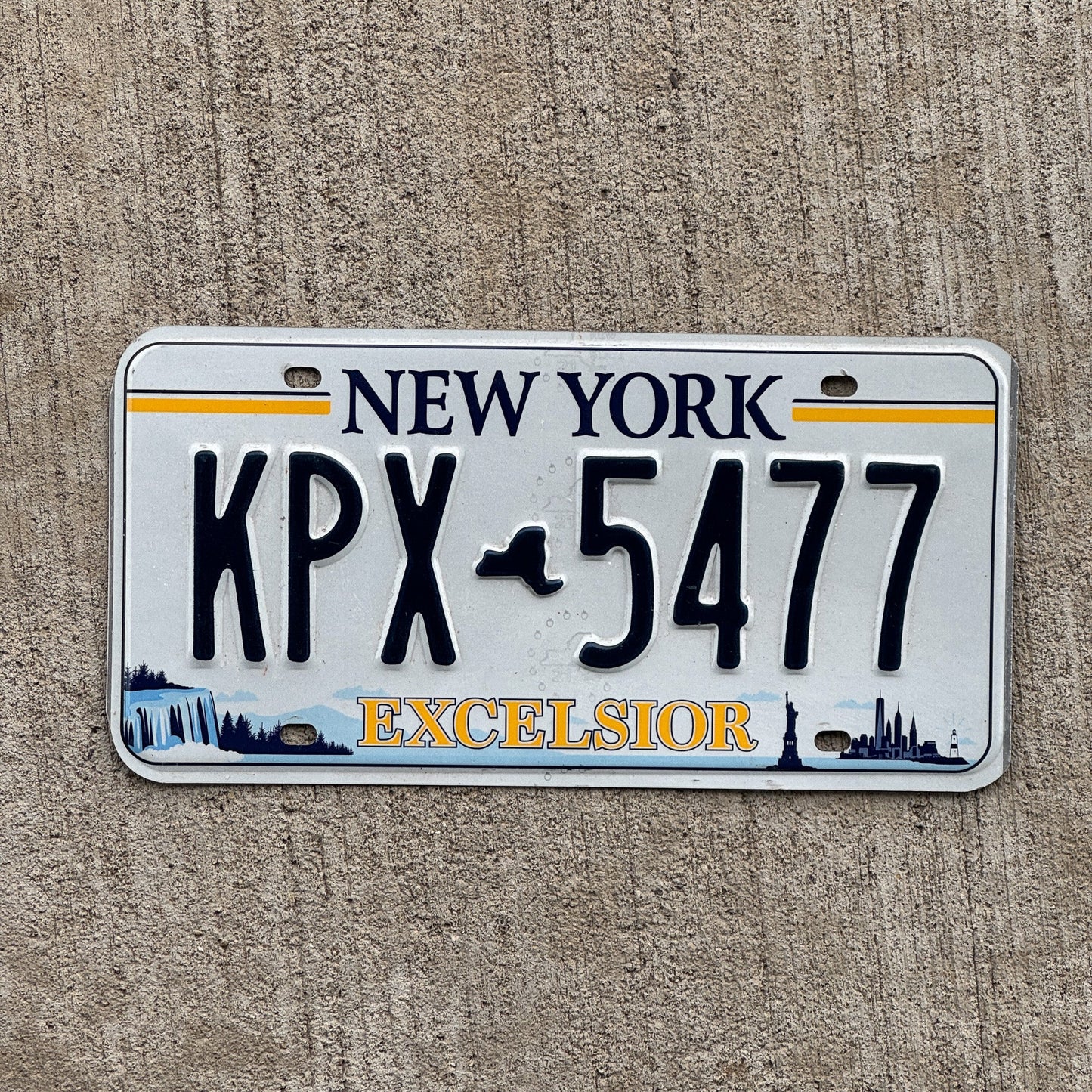 Photo of a 2020 New York License Plate Auto Tag Garage Decor Vintage Excelsior KPX 5477