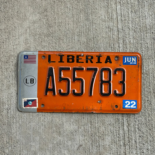 Photo of a 2022 Liberia License Plate Auto Tag Garage Decor Vintage Africa A55783 with original patina