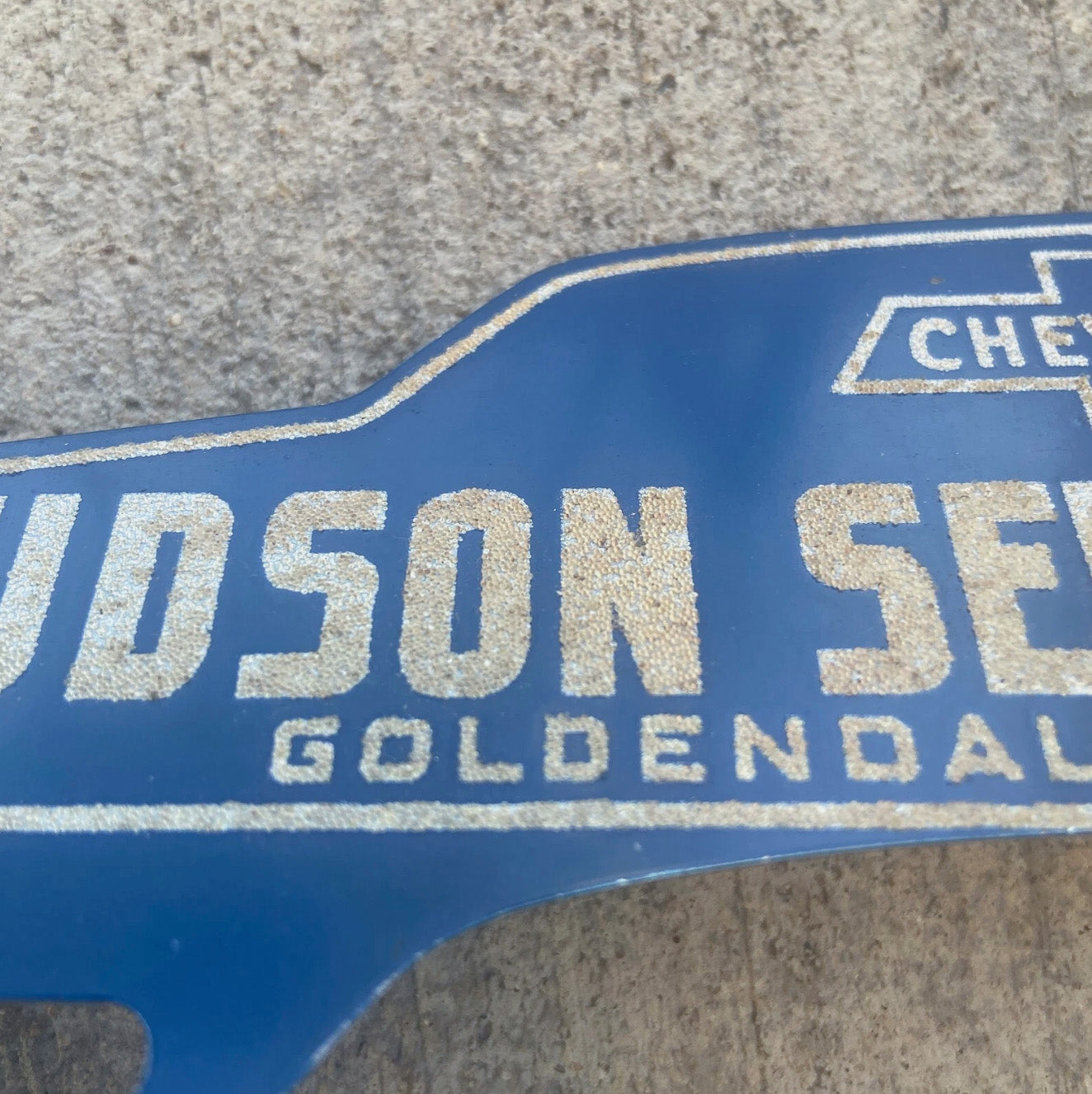 1950 Era Goldendale Washington License Plate Topper Auto Tag Chevy Chevrolet Hudson Service
