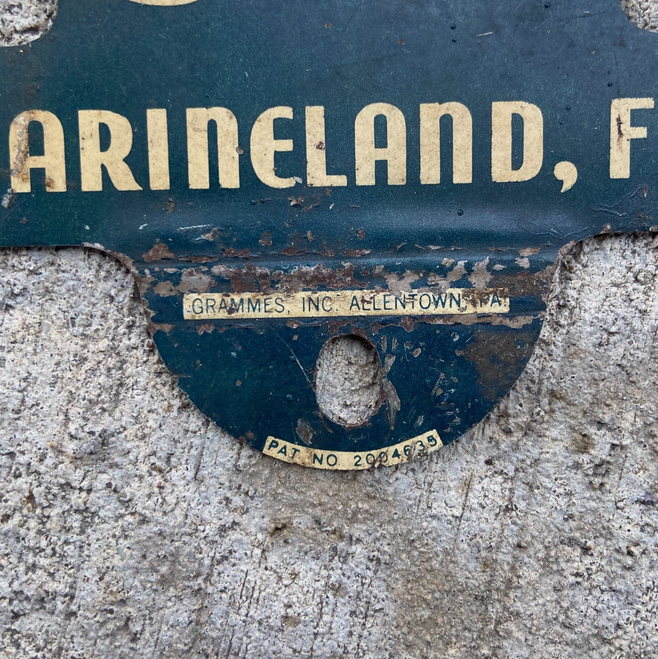 1960 Era Marineland Florida License Plate Topper Auto Tag Marine Land Dolphin Allentown PA
