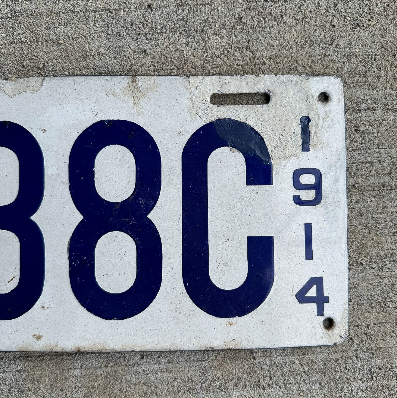 1914 Massachusetts Porcelain Dealer License Plate Auto Tag 0 338 C