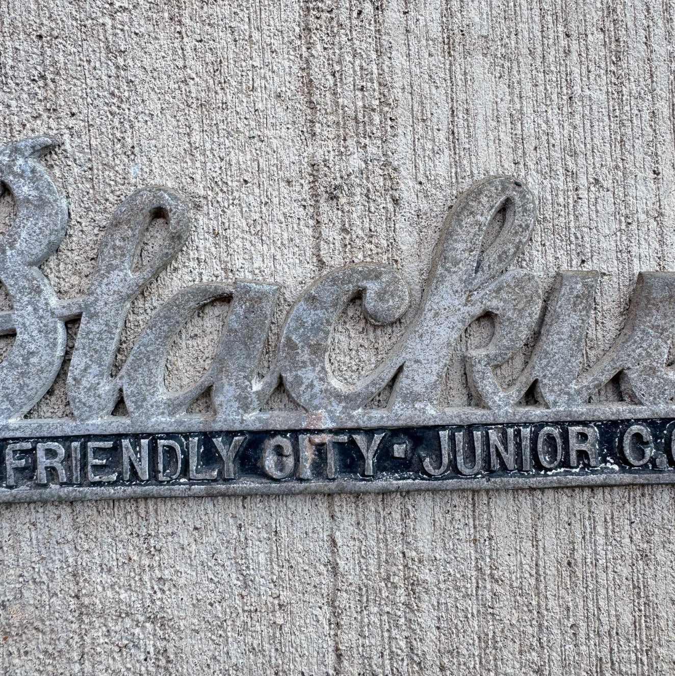 1940 Era Blackwell Oklahoma License Plate Topper Auto Tag Cast Aluminum Nice Original