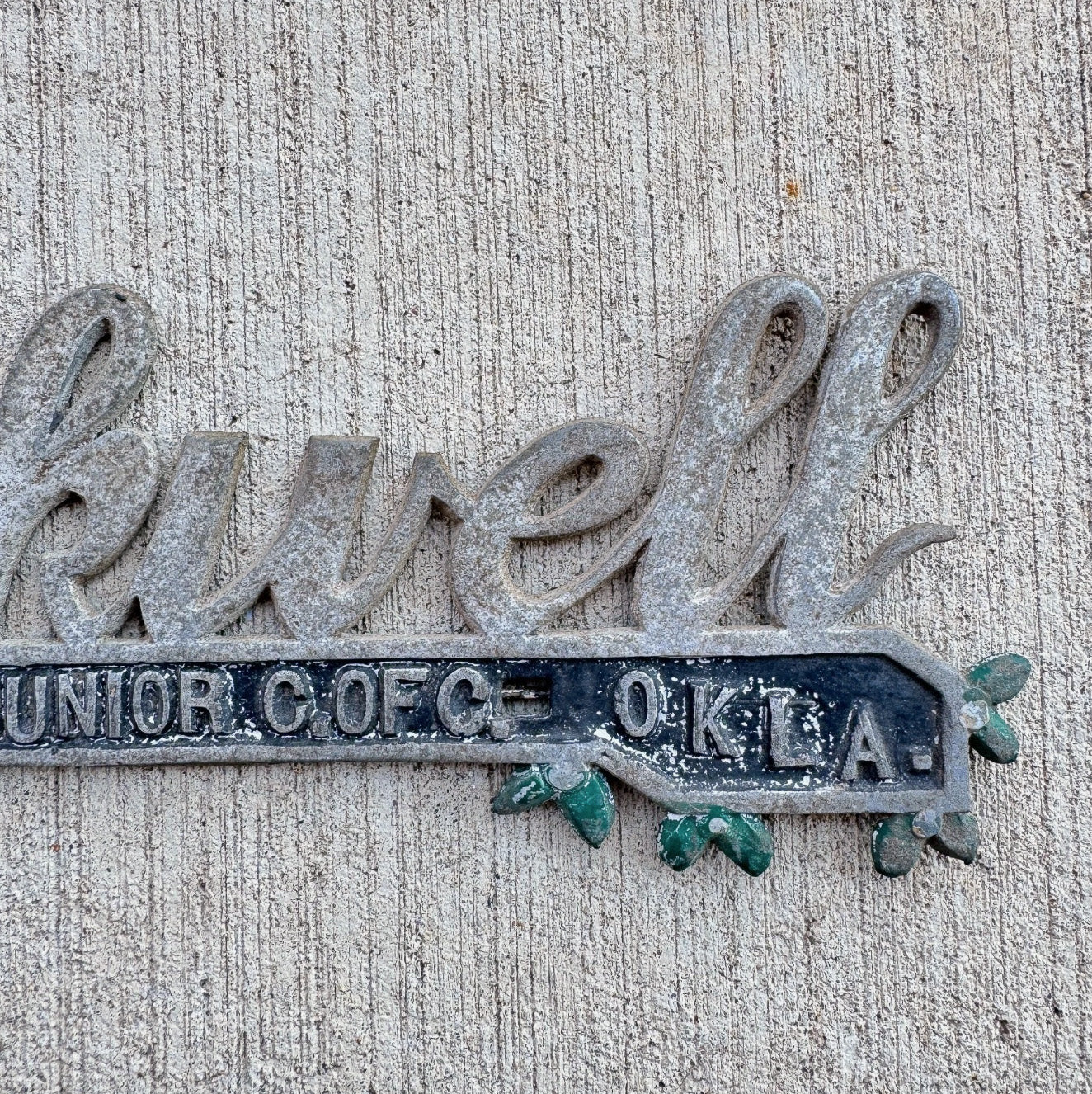 1940 Era Blackwell Oklahoma License Plate Topper Auto Tag Cast Aluminum Nice Original