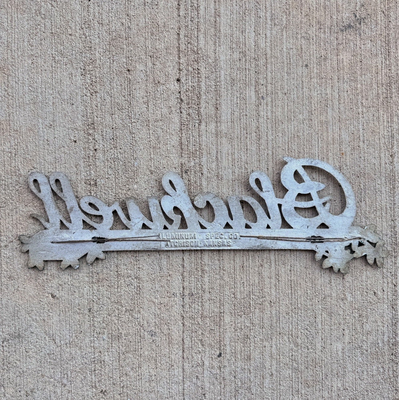 1940 Era Blackwell Oklahoma License Plate Topper Auto Tag Cast Aluminum Nice Original