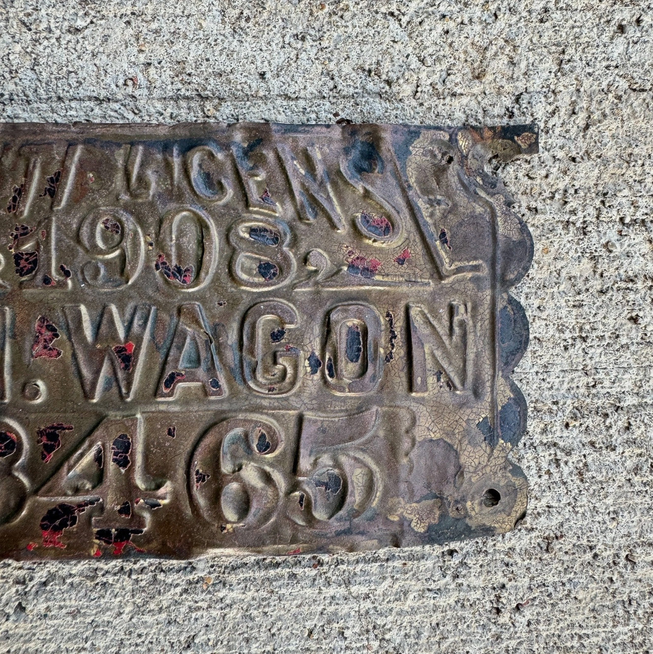 1908 Cincinnati Ohio 1 Horse Wagon License Plate Auto Tag Brass 3465