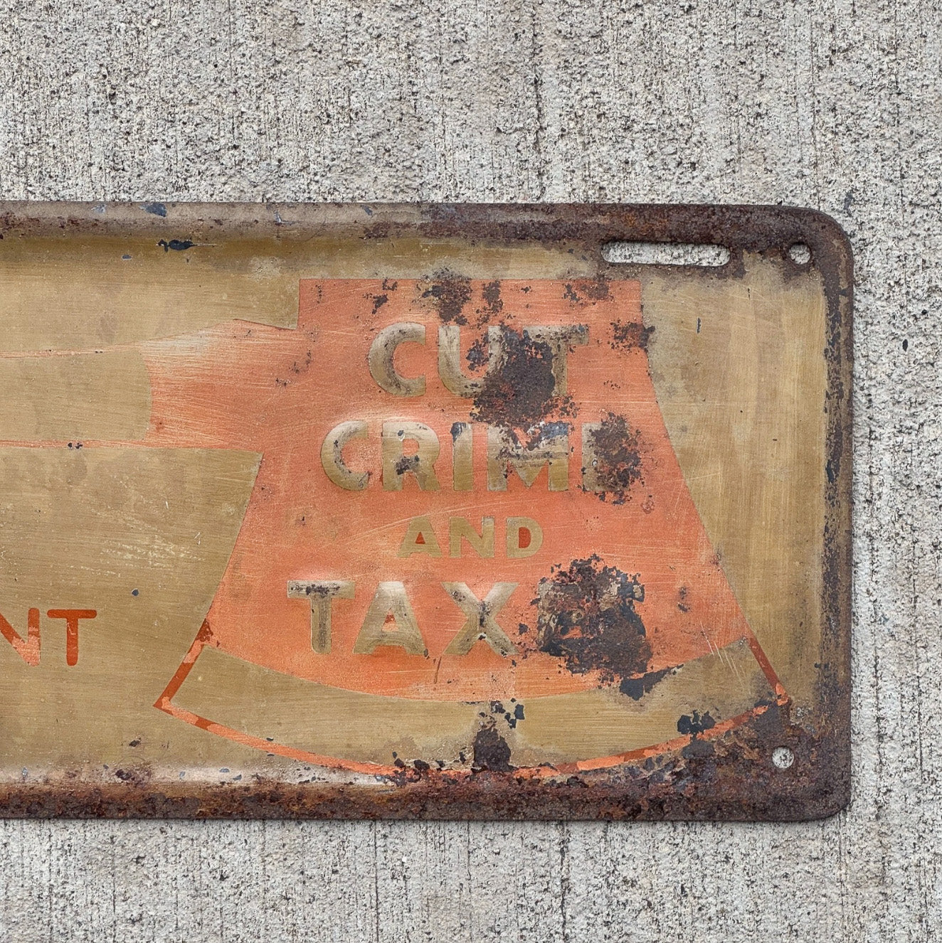 1919 1933 Repeal 18th Amendment License Plate Topper Auto Tag Cut Crime Taxes Axe Logo