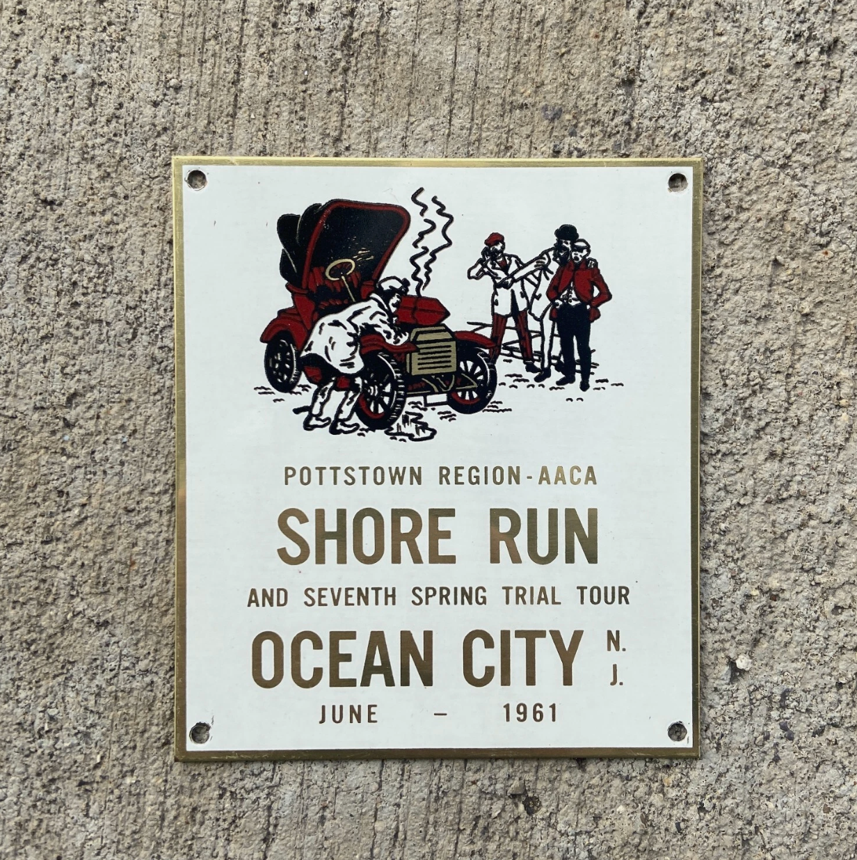 1961 Ocean City New Jersey AACA Antique Auto Car Dash Plaque Annual Shore Run