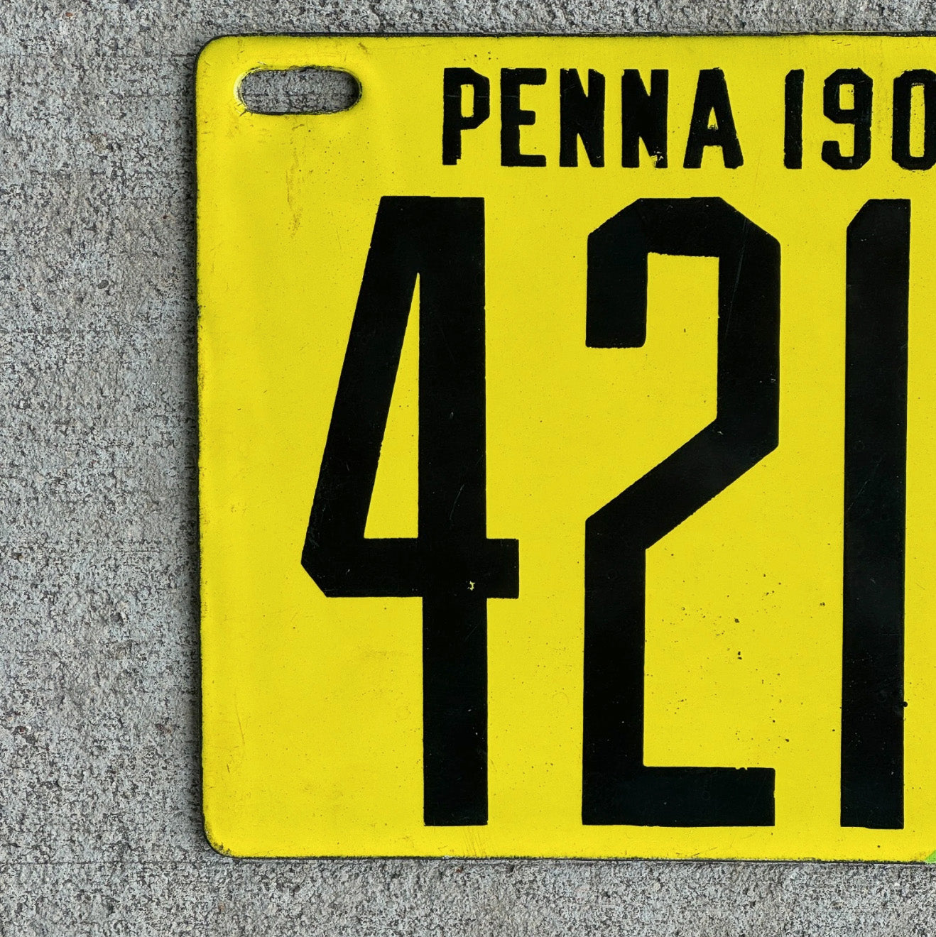 1908 Pennsylvania Porcelain License Plate Auto Tag High Quality Low Number Four Digit 4212