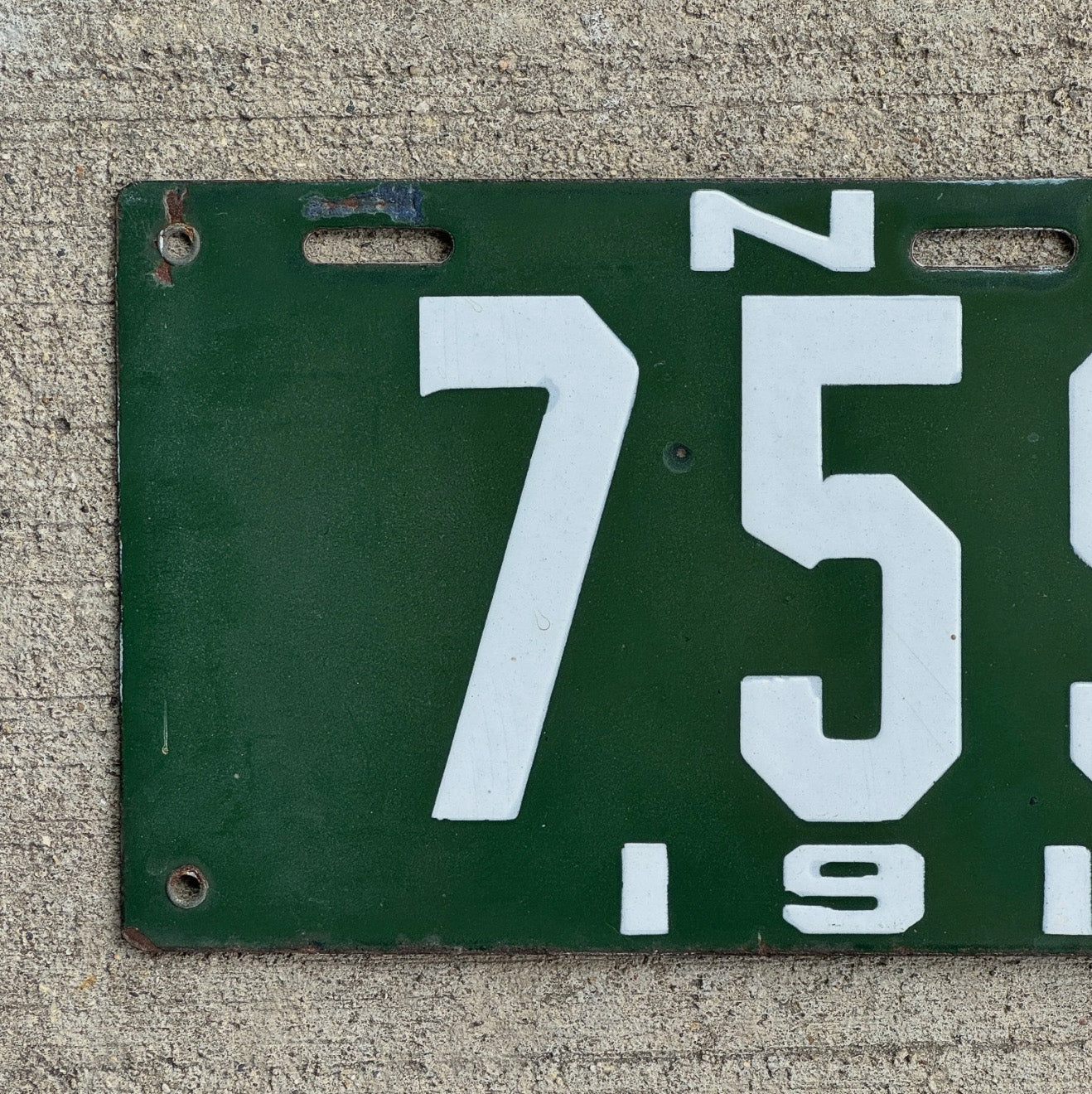 1918 New Hampshire Porcelain License Plate Auto Tag High Quality Low Number Four Digit 7593