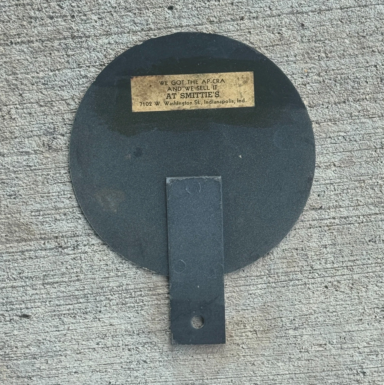 1950 National Castings Steel Indiana License Plate Topper Auto Tag Smitties Indianapolis Indiana