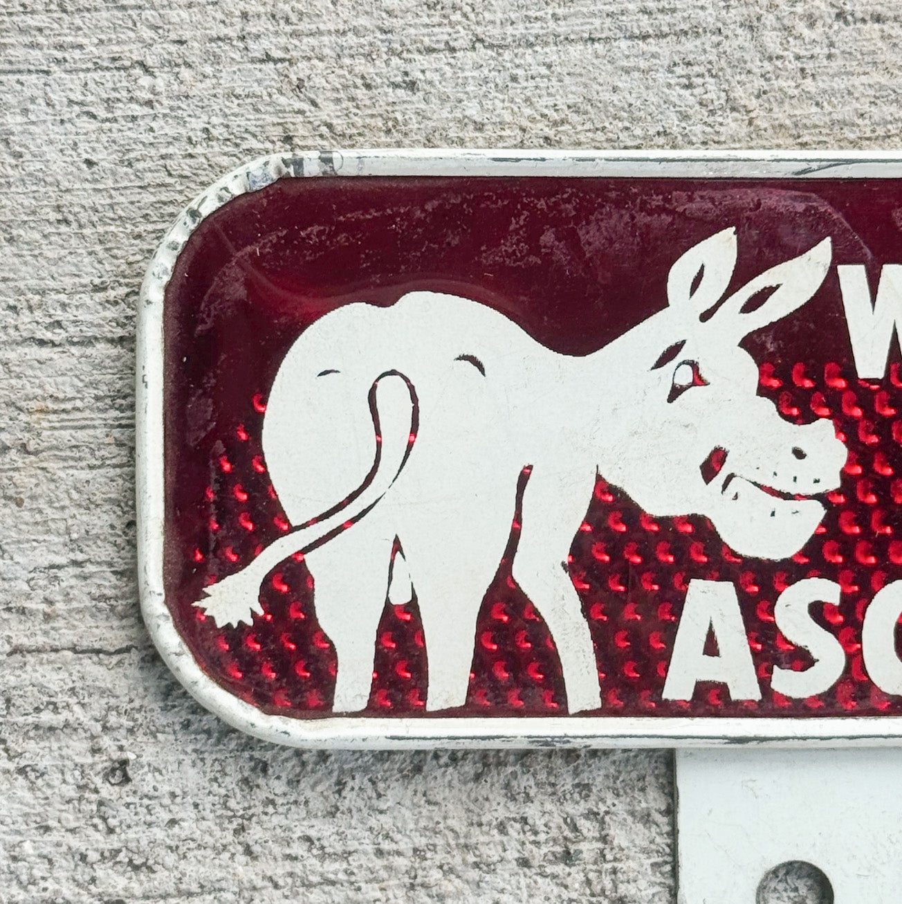 1960 Era Watch My Ascend License Plate Topper Auto Tag Red Reflective Donkey Pun Snow Craggs