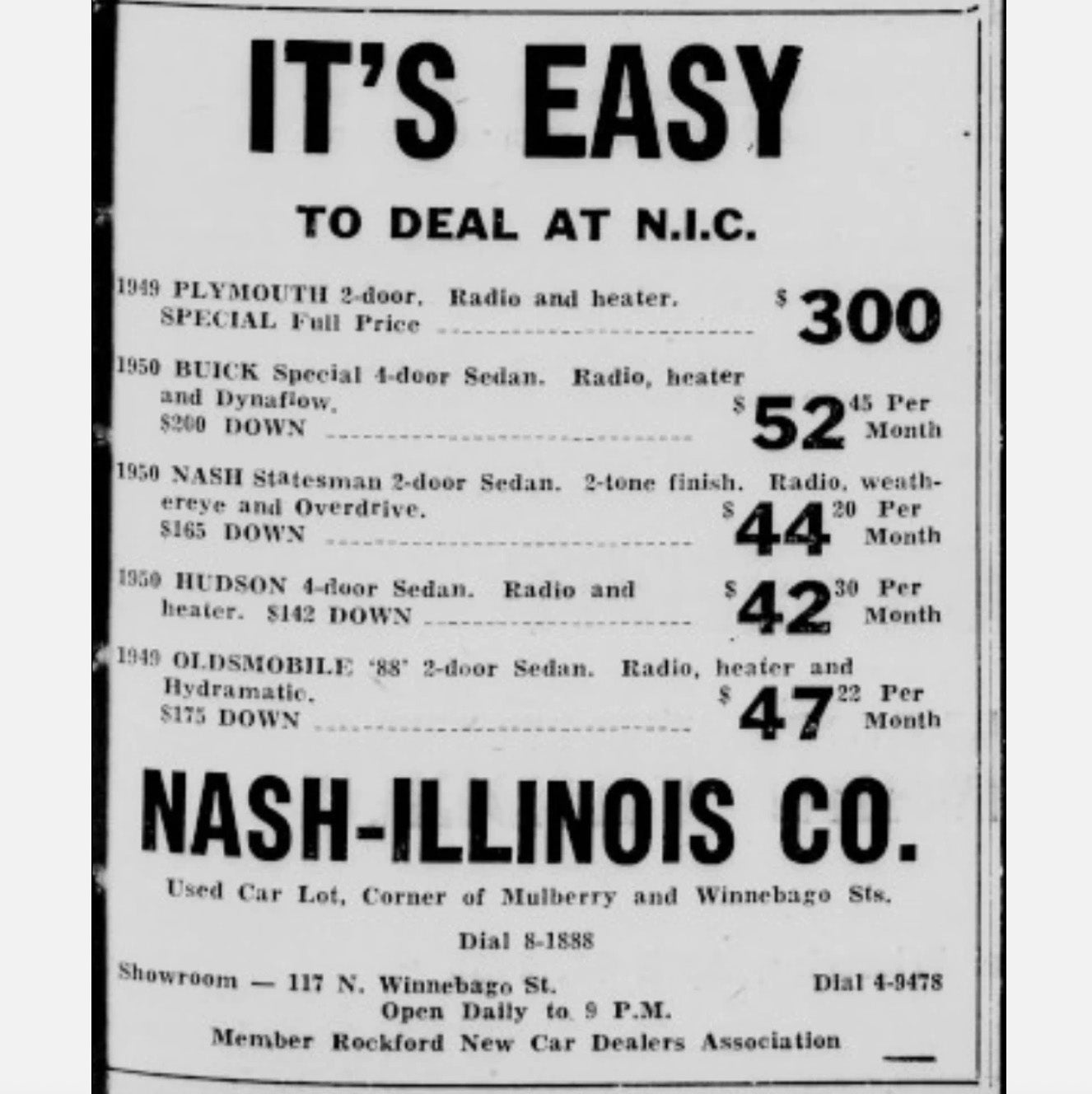 1950 Era Nash Illinois Co Illinois License Plate Topper Auto Tag Rockford Used Car Dealer Healy
