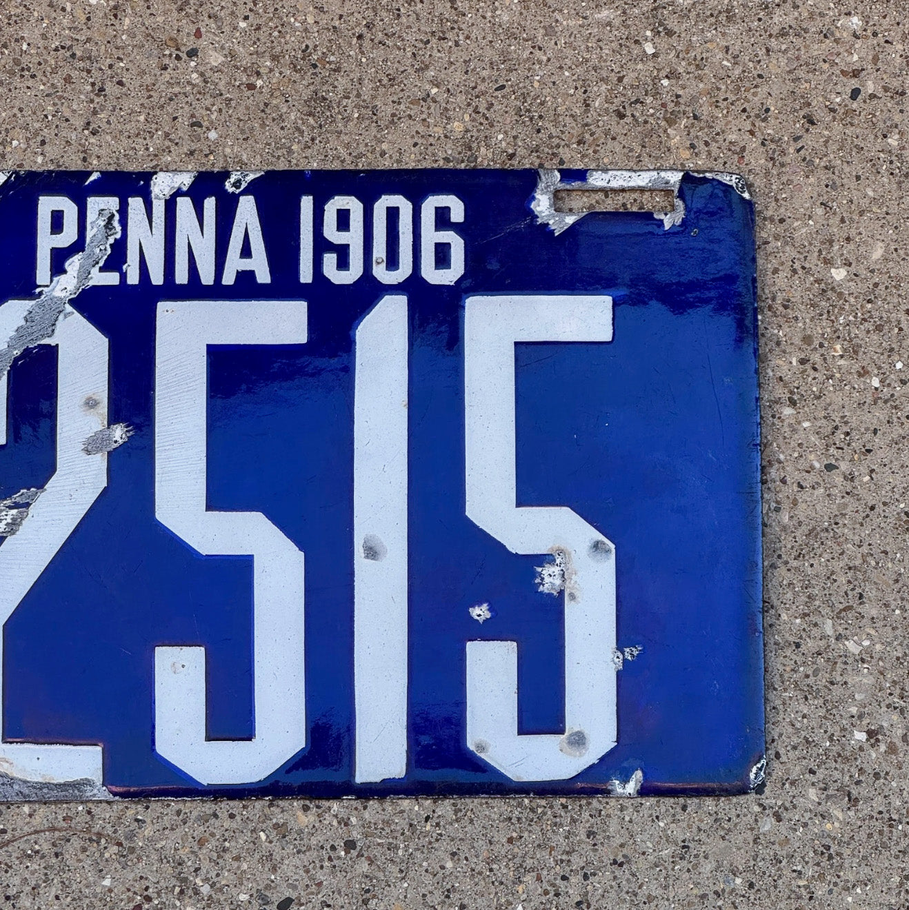 1906 Pennsylvania Porcelain License Plate Auto Tag 1 Vintage Garage First Issue 12515