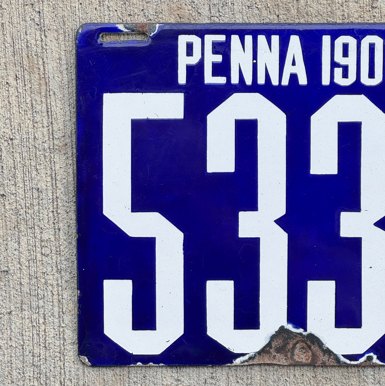 1906 Pennsylvania Porcelain License Plate Auto Tag 1 First Issue 5336