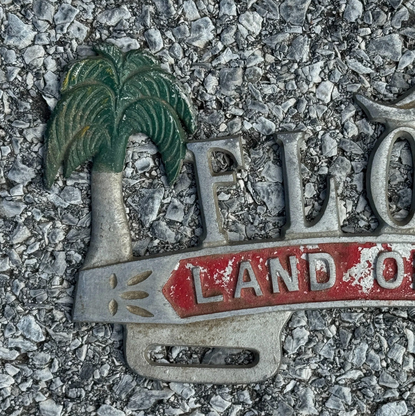 1950 Era Florida Florida License Plate Topper Auto Tag Cast Aluminum Nice Original