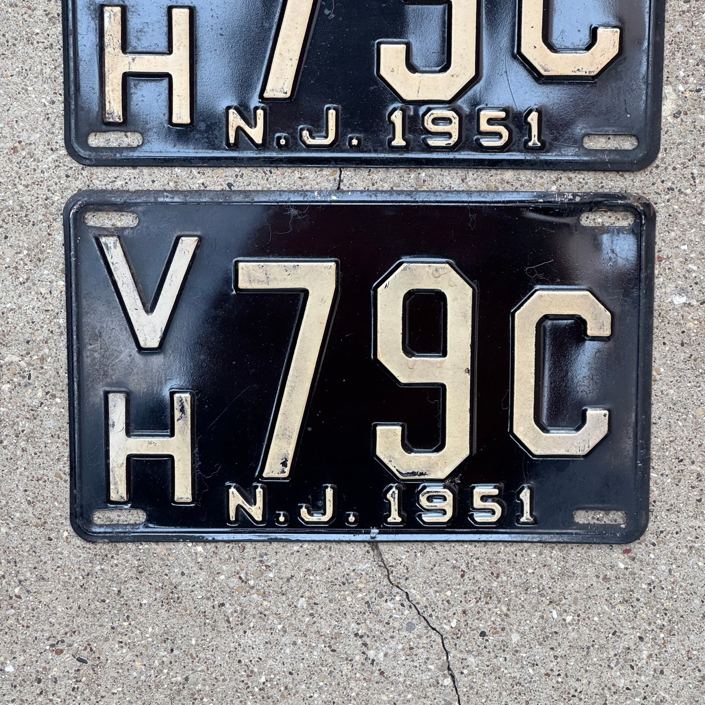 1951 New Jersey License Plate Pair Auto Tag VH 79 C