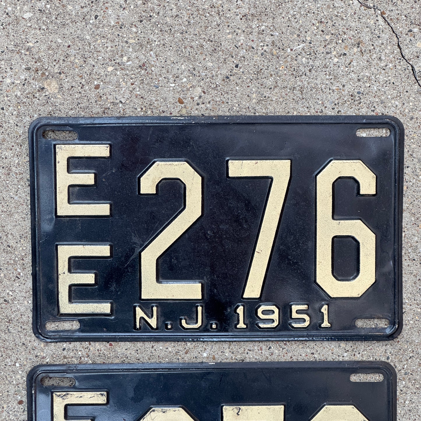 1951 New Jersey License Plate Pair Auto Tag EE 276