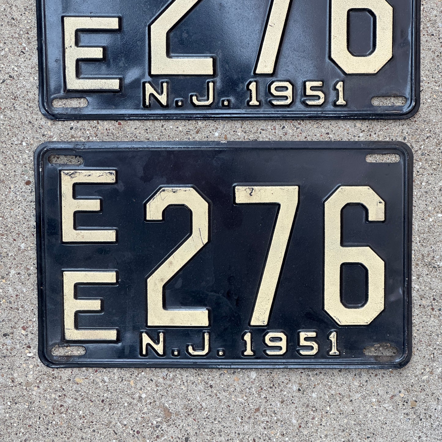 1951 New Jersey License Plate Pair Auto Tag EE 276