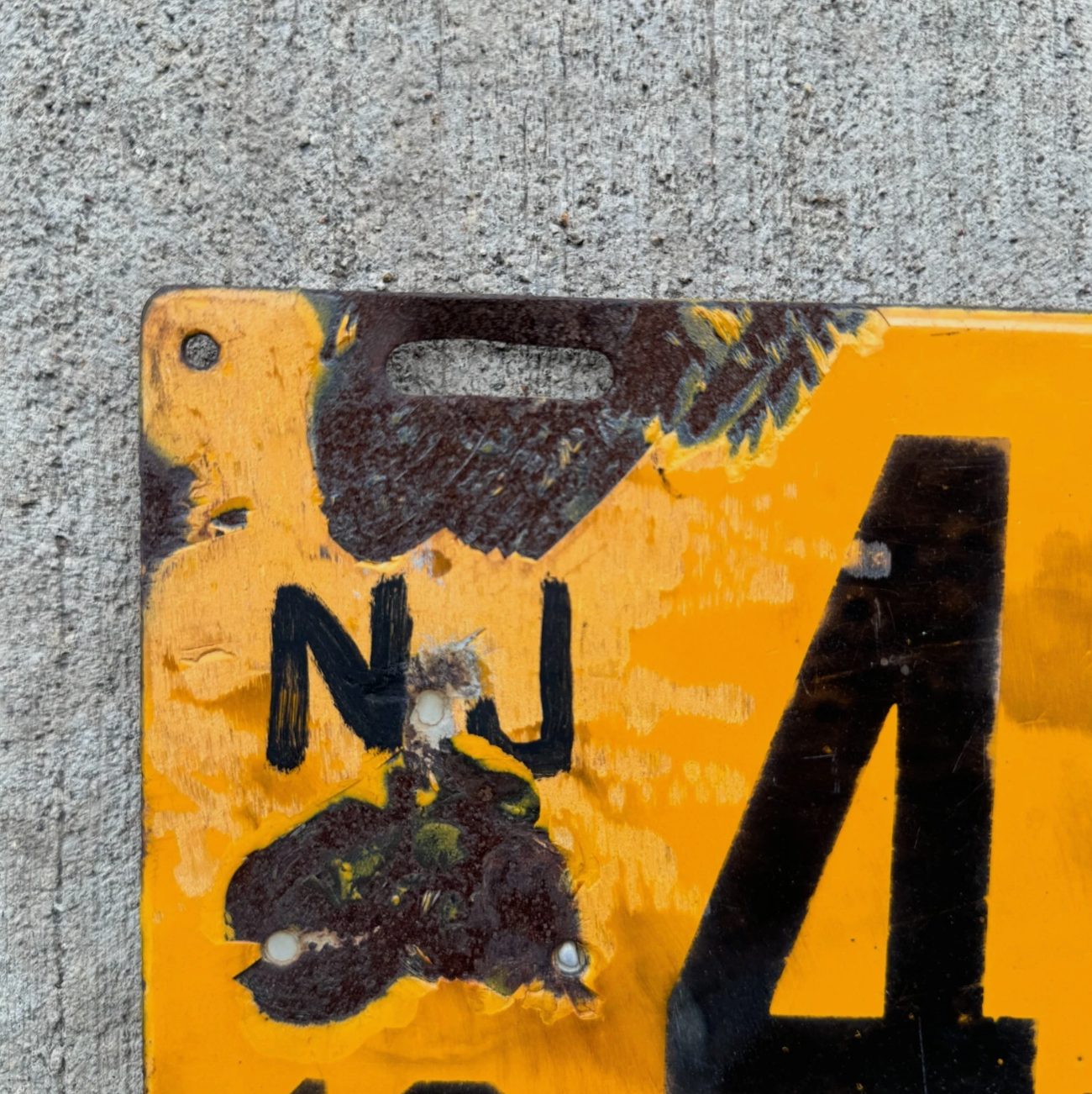 1910 New Jersey Porcelain License Plate Auto Tag 4 Digit 4906