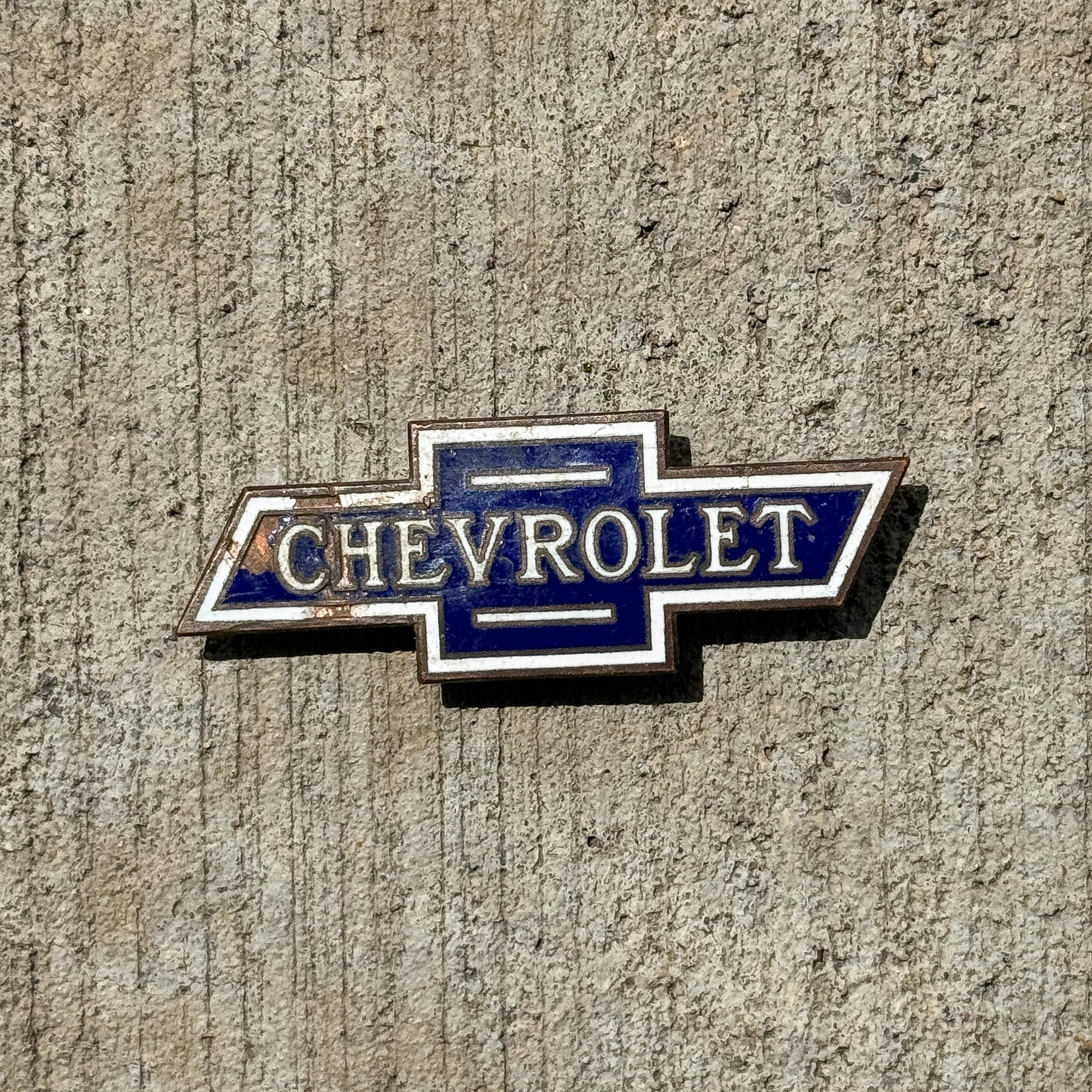 Chevy Bowtie Porcelain Badge Emblem License Plate Topper Auto Tag Chevrolet